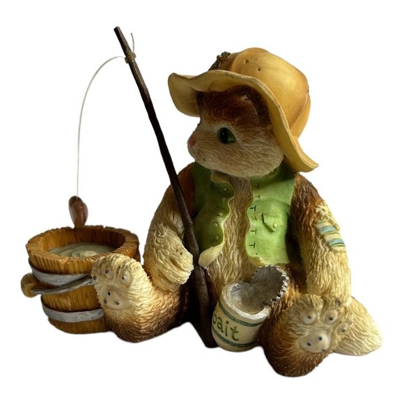 VTG Enesco Priscilla Hillman 1995 Figurine I’m Hooked On You Fishing Kitten Cat - Picture 2 of 9